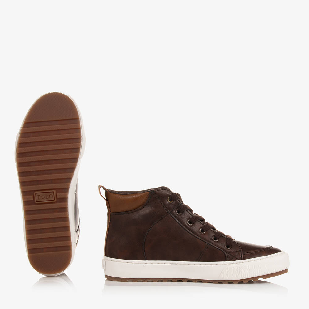 Polo Ralph Lauren-Boys Brown High-Top Trainers | Childrensalon Outlet