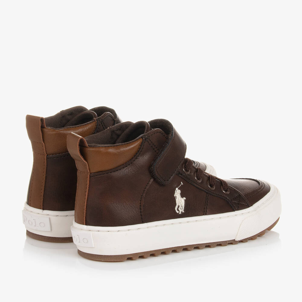 Polo Ralph Lauren Boys Brown High Top Velcro Trainers Childrensalon Outlet