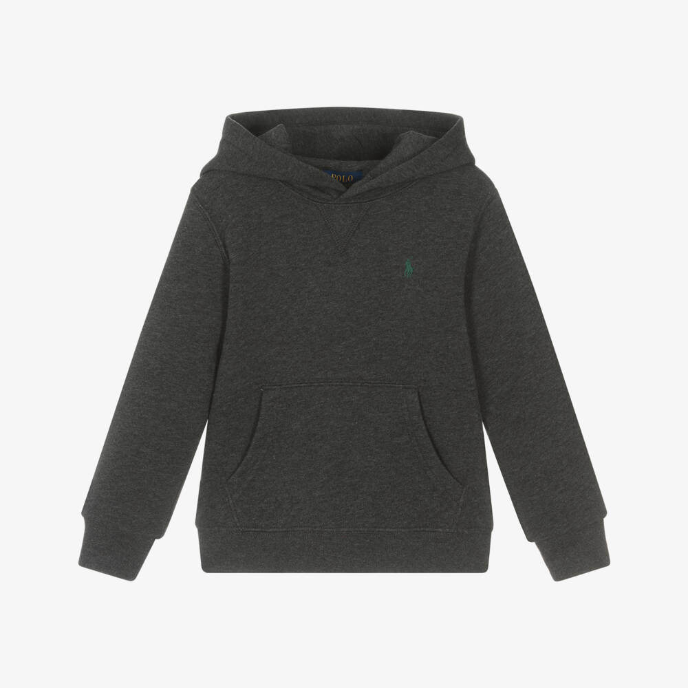 Ralph Lauren-Boys Charcoal Logo Hooded Top | Childrensalon Outlet
