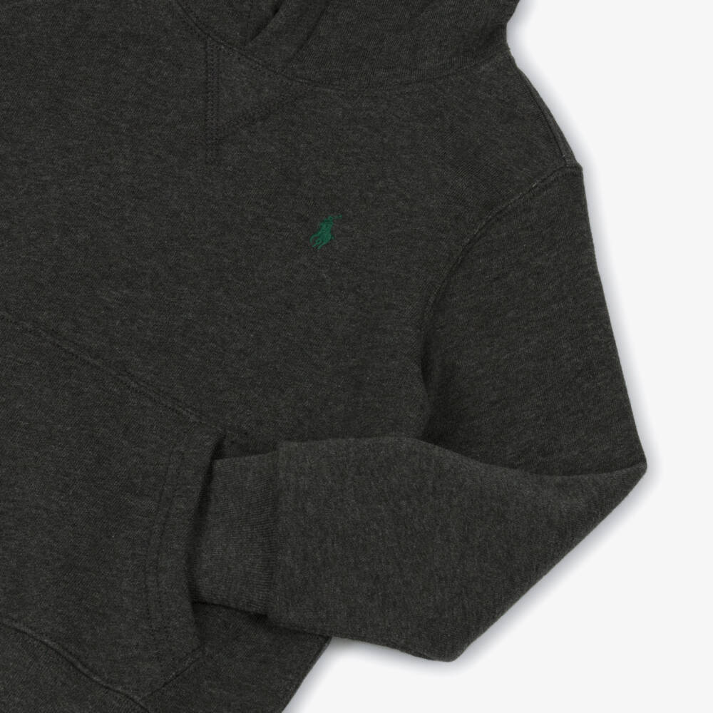 Ralph Lauren-Boys Charcoal Logo Hooded Top | Childrensalon Outlet