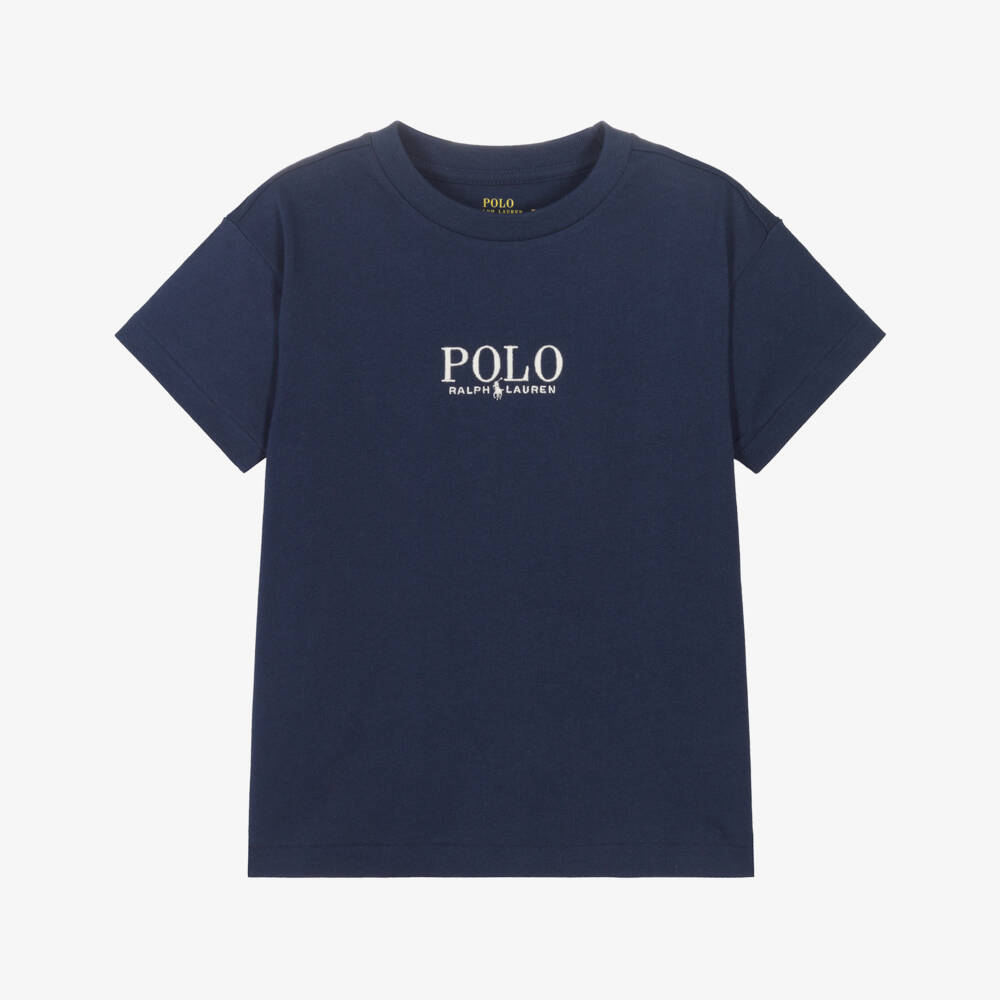 Ralph Lauren-Boys Classic Blue Cotton Logo Tee | Childrensalon Outlet