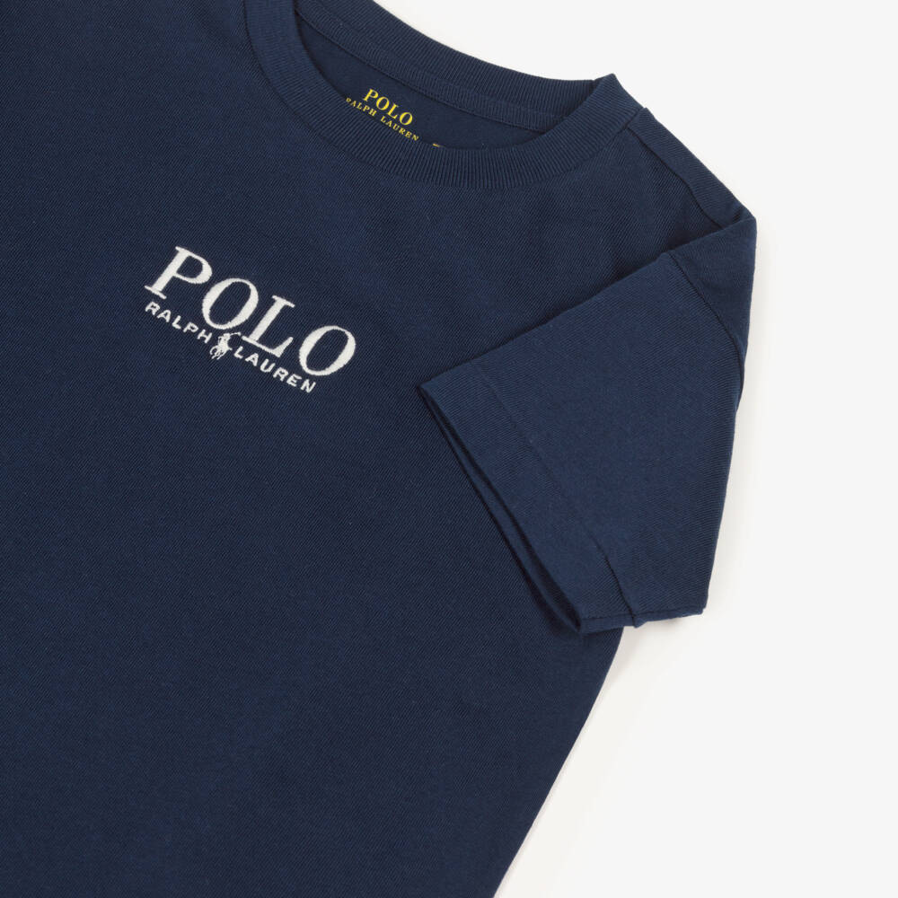 Ralph Lauren-Boys Classic Blue Cotton Logo Tee | Childrensalon Outlet