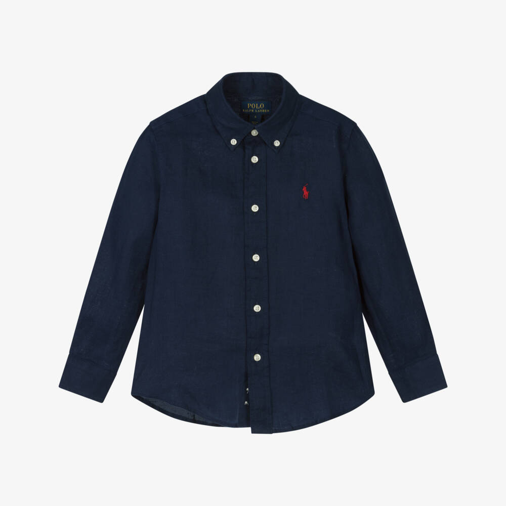 Ralph Lauren-قميص كلاسيكي أزرق من الكتان للأولاد | Childrensalon Outlet