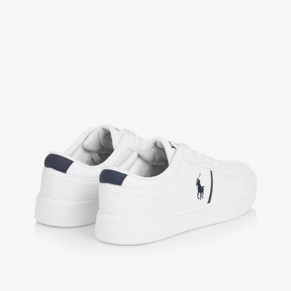 Ralph Lauren-Boys Classic White & Navy Sneakers | Childrensalon Outlet