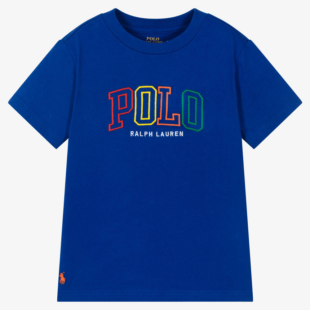 Polo Ralph Lauren - Boys Cobalt Blue Cotton Logo T-Shirt | Childrensalon