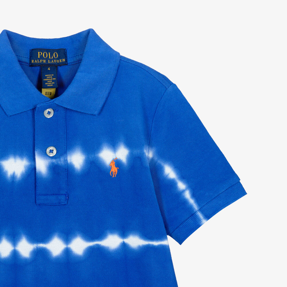 Ralph Lauren-Boys Cobalt Blue Tie-Dye Print Polo Shirt | Childrensalon Outlet