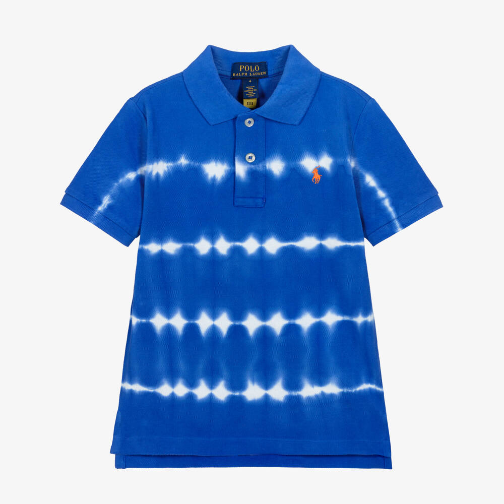Ralph Lauren-Boys Cobalt Blue Tie-Dye Print Polo Shirt | Childrensalon Outlet