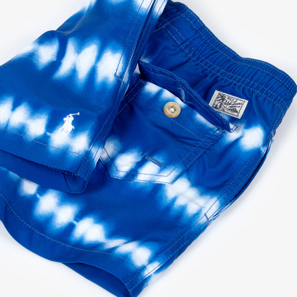 Ralph Lauren-Boys Cobalt Blue Tie-Dye Swim Shorts | Childrensalon Outlet