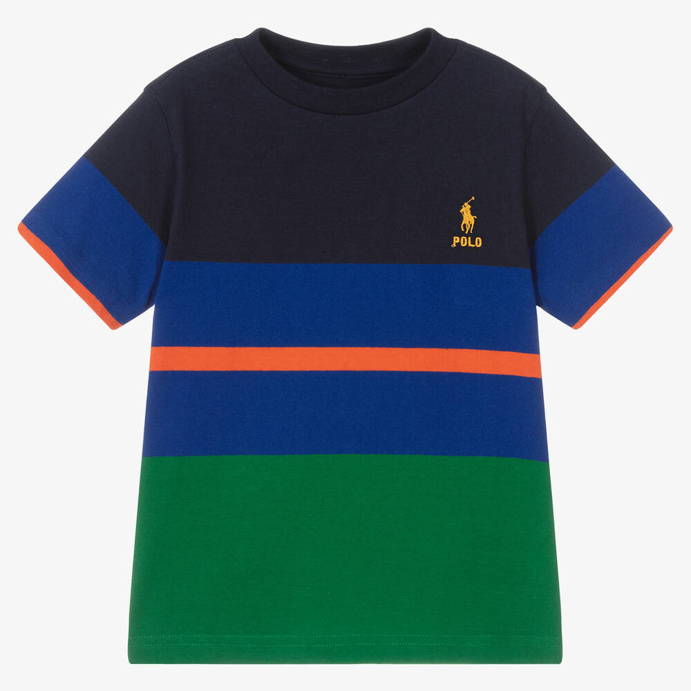 Polo Ralph Lauren - Хлопковая футболка с цветовыми блоками для мальчиков | Childrensalon