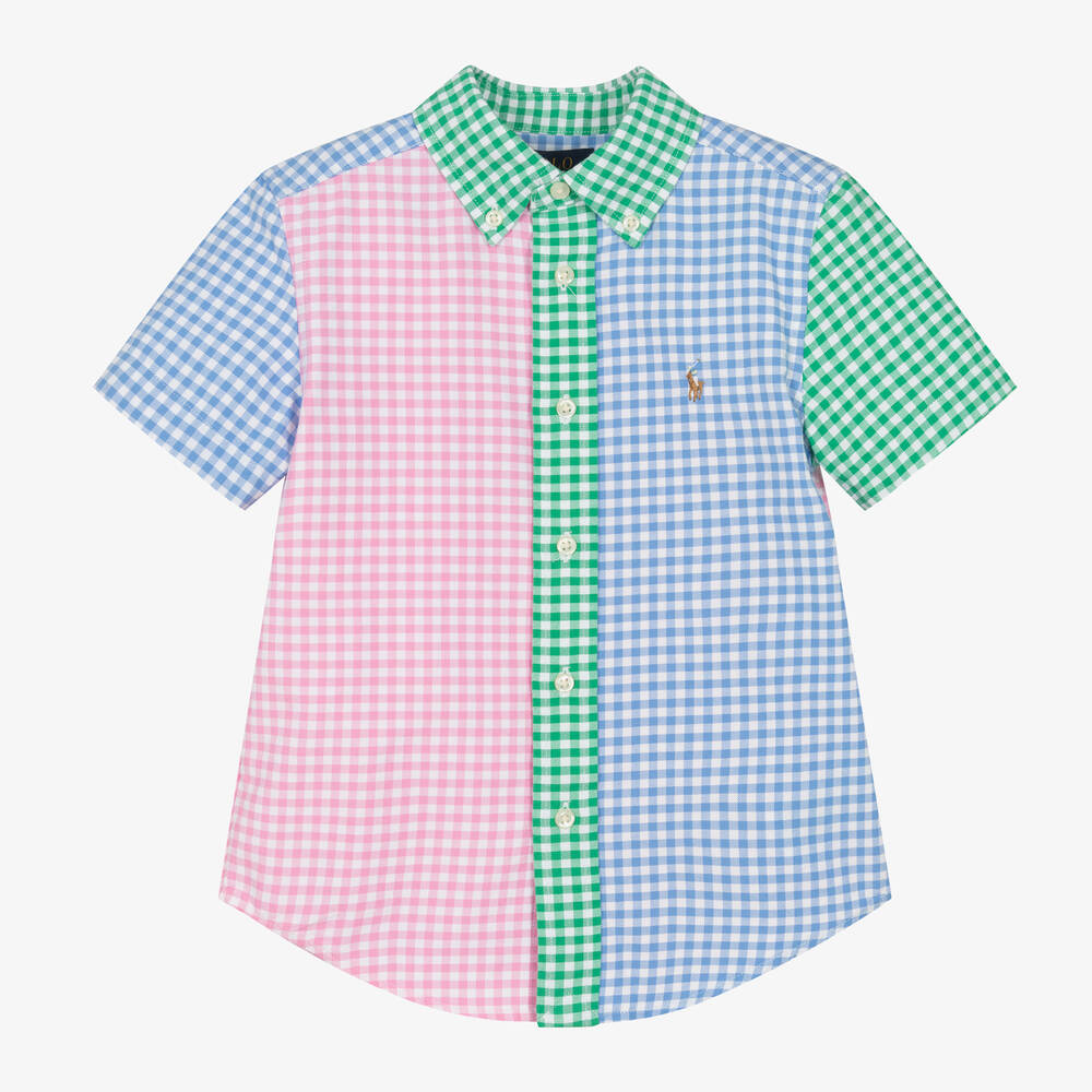 Ralph Lauren-Boys Colourblock Gingham Cotton Shirt | Childrensalon Outlet