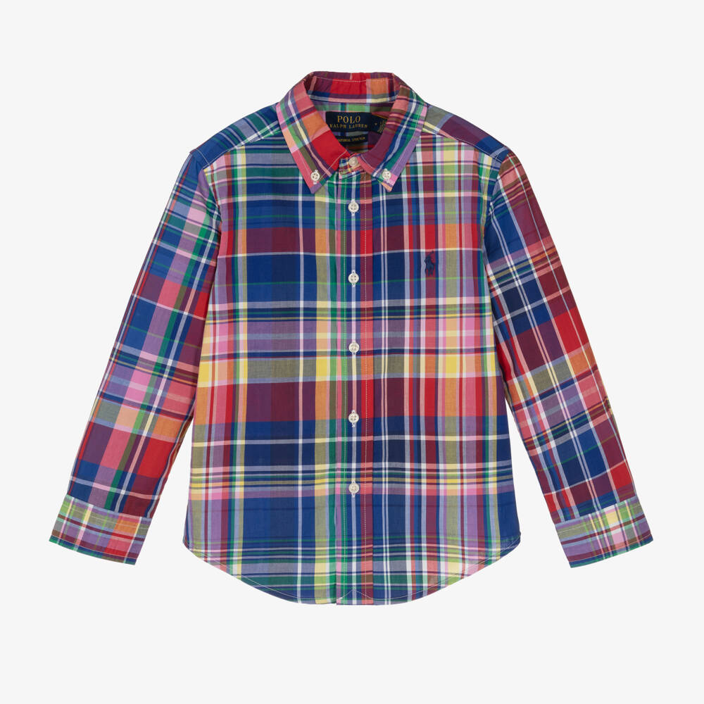 Ralph Lauren-Boys Colourful Plaid Cotton Shirt | Childrensalon Outlet