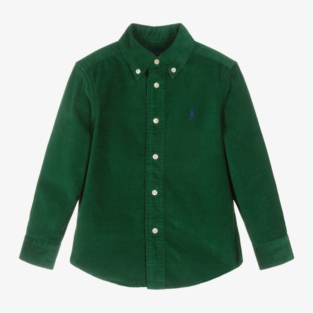 Ralph Lauren-قميص كوردروي لون أخضر داكن للأولاد | Childrensalon Outlet
