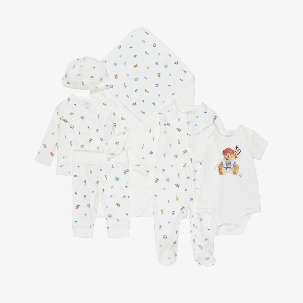 Ralph Lauren-Boys Cotton Babysuit Gift Set with Nautical Print | Childrensalon Outlet