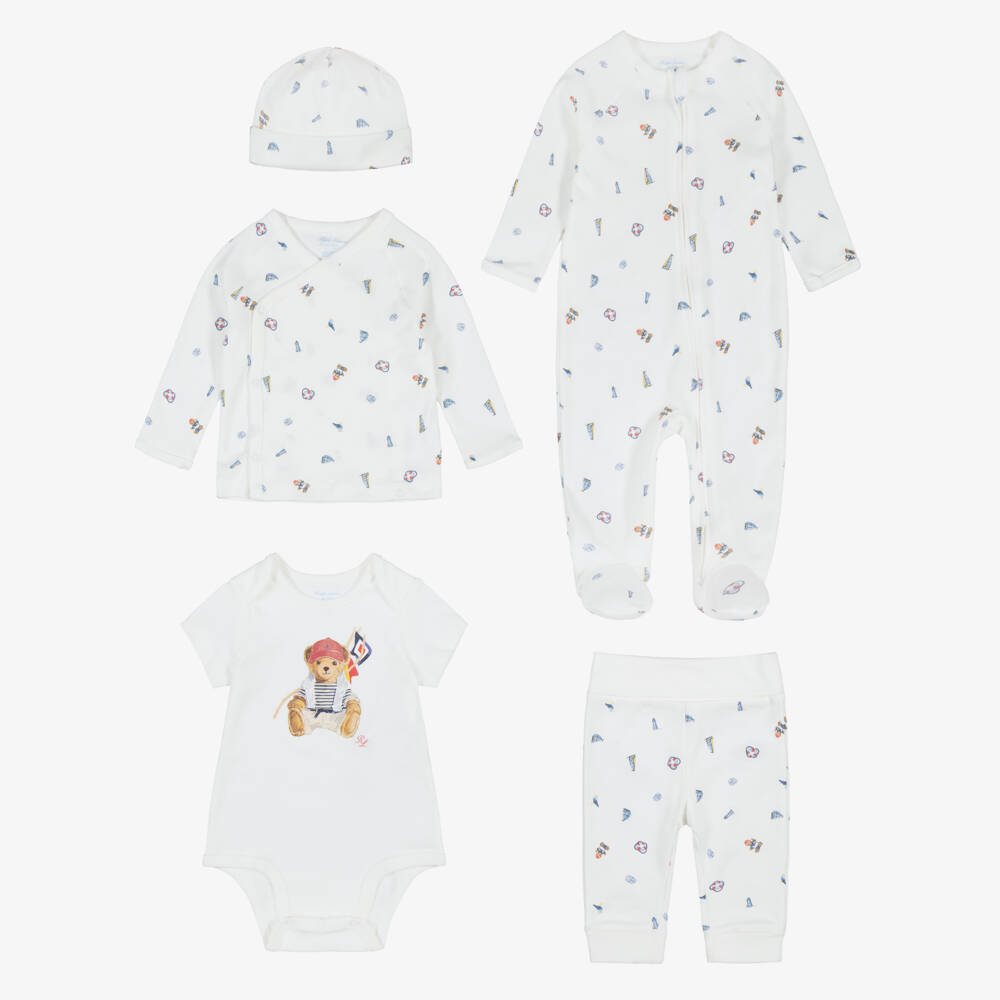 Ralph Lauren-Boys Cotton Babysuit Gift Set with Nautical Print | Childrensalon Outlet