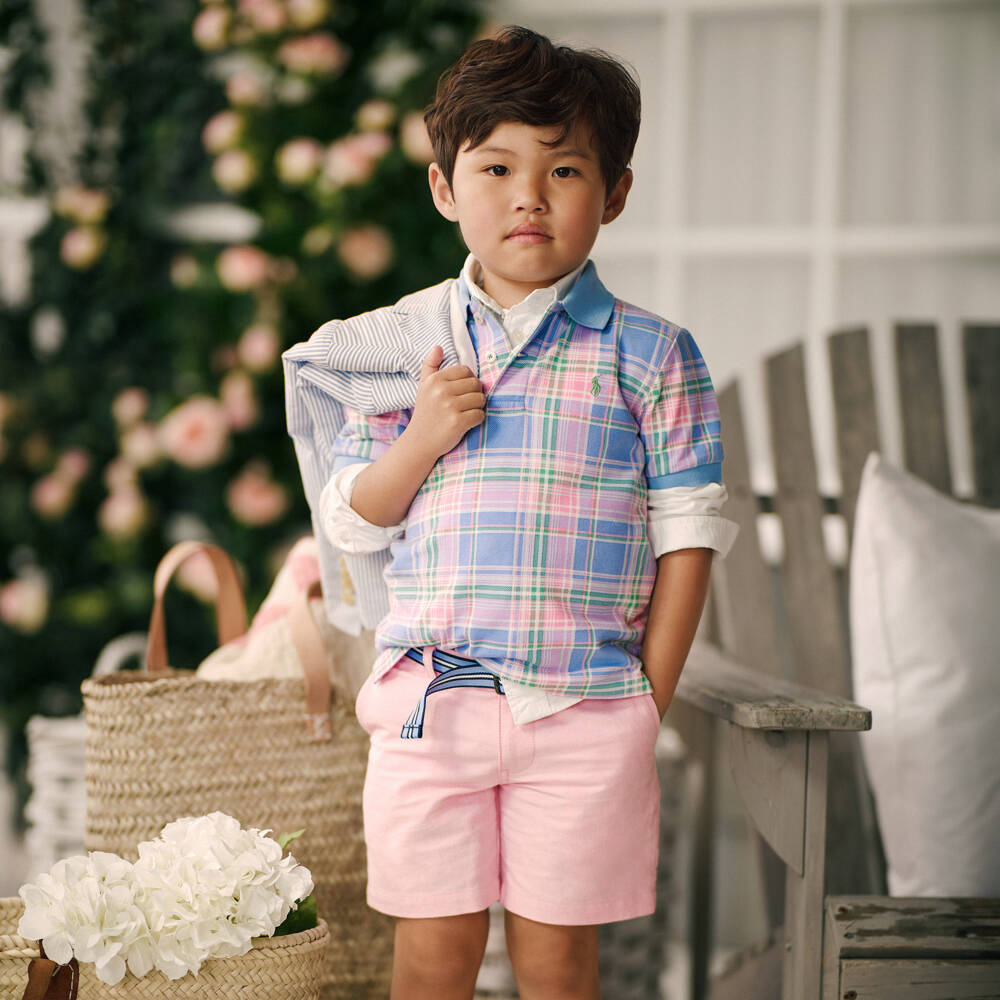 Ralph Lauren-Boys Cotton Blue Plaid Polo | Childrensalon Outlet