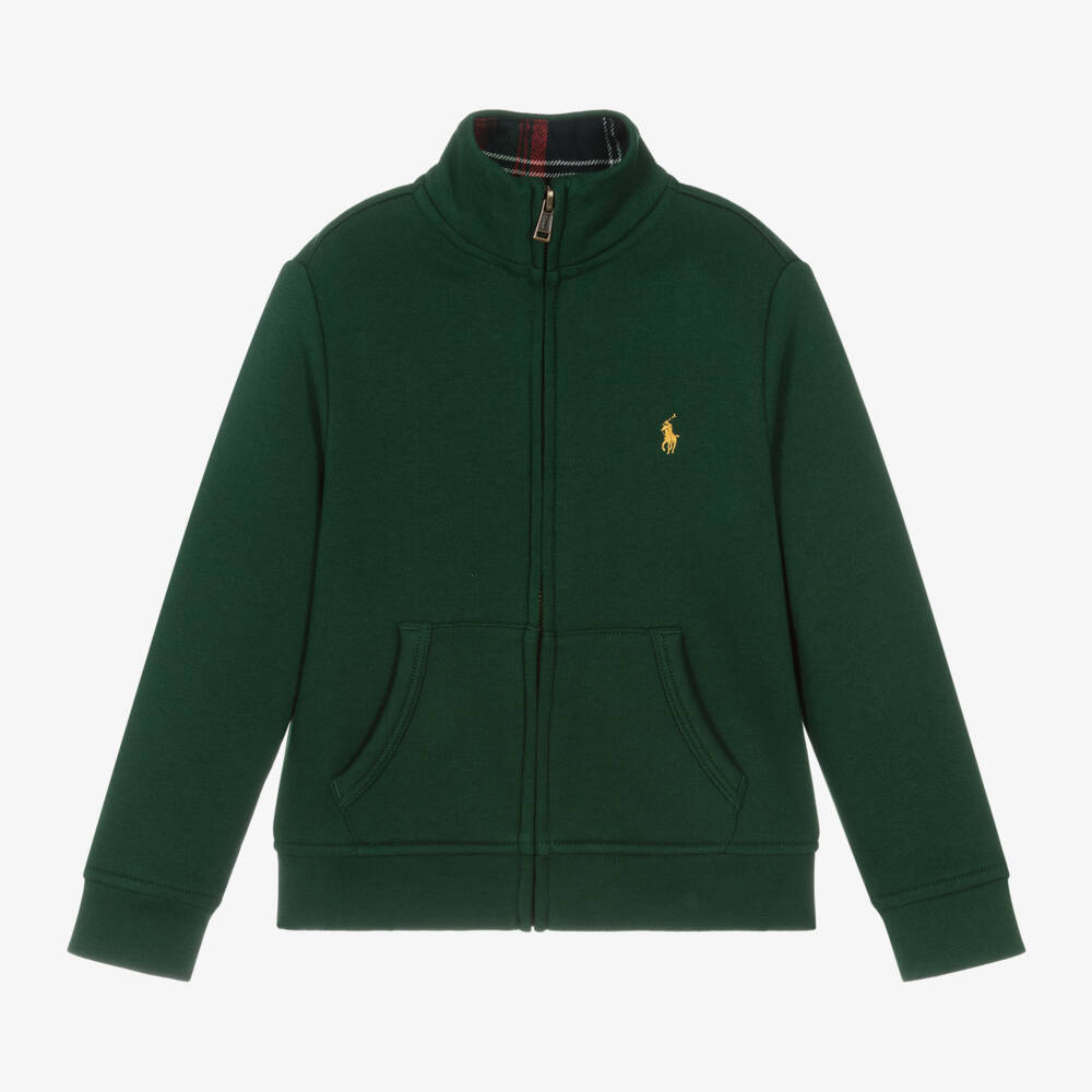 Ralph Lauren-Boys Cotton Green Zip-Up Jacket | Childrensalon Outlet
