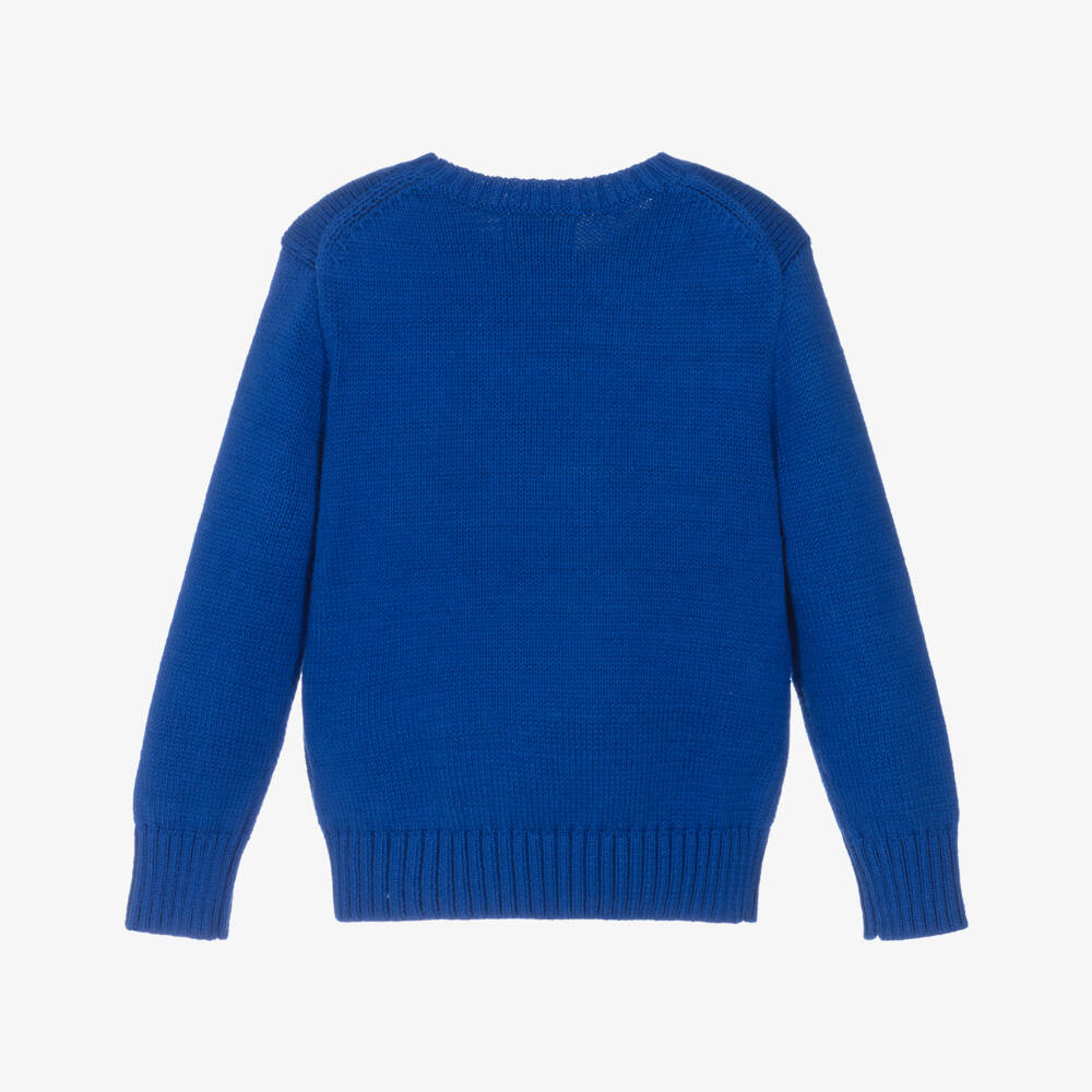 Ralph Lauren-Boys Cotton Knit Blue Bear Jumper | Childrensalon Outlet