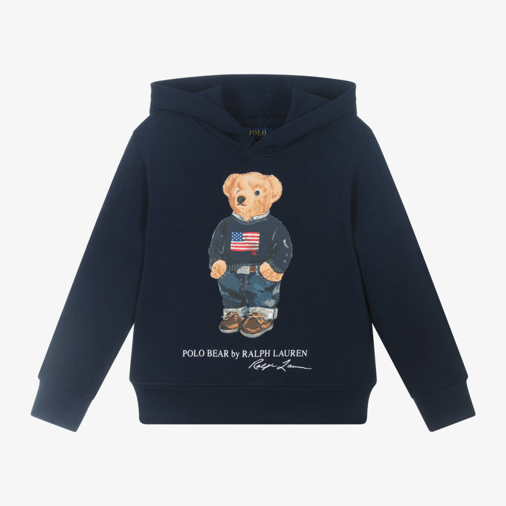 Ralph Lauren-Boys Cotton Navy Bear Sweatshirt | Childrensalon Outlet