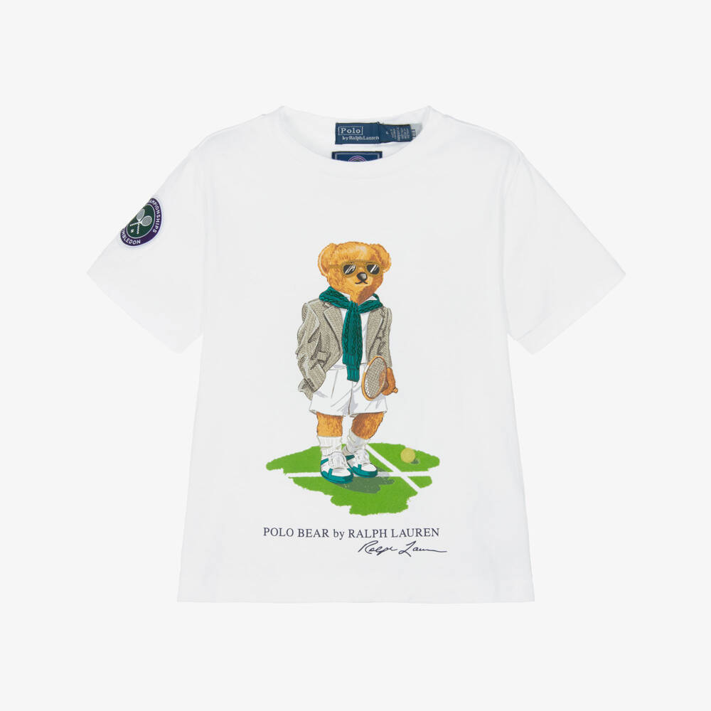 Ralph Lauren-Boys Cotton Polo Bear Tee in White | Childrensalon Outlet