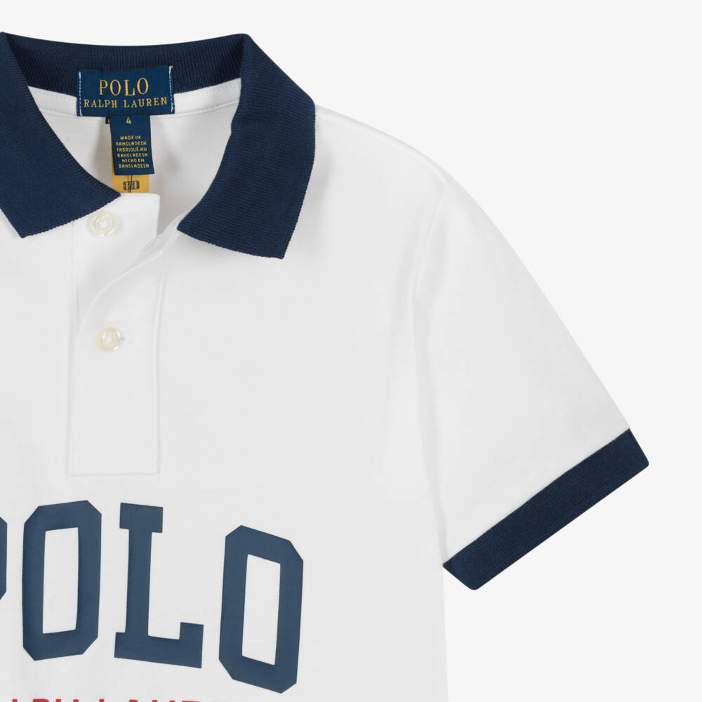 Ralph Lauren-Boys Cotton Polo Shirt in White | Childrensalon Outlet