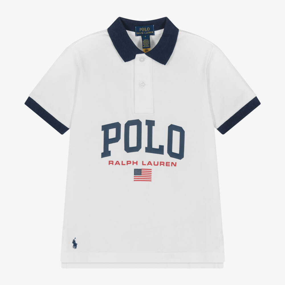 Ralph Lauren-Boys Cotton Polo Shirt in White | Childrensalon Outlet