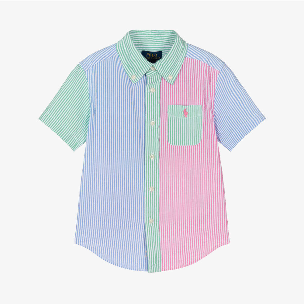Ralph Lauren-Boys Cotton Seersucker Striped Shirt | Childrensalon Outlet