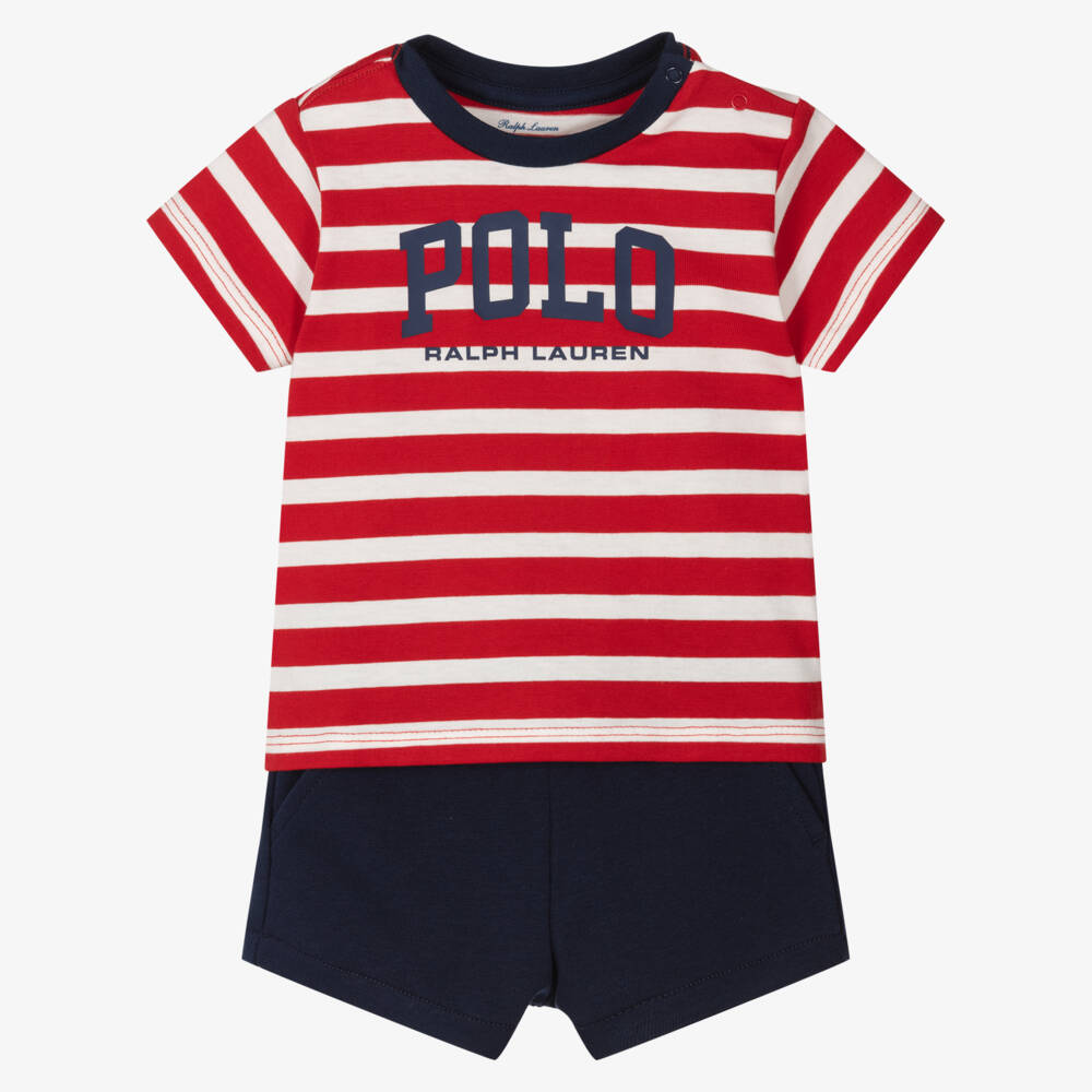 Ralph Lauren-Boys Cotton Set in Red & Navy | Childrensalon Outlet