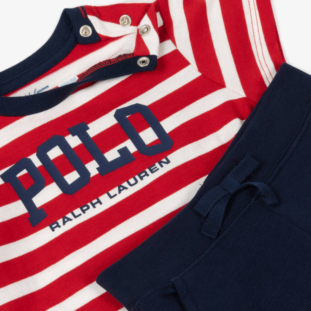 Ralph Lauren-Boys Cotton Set in Red & Navy | Childrensalon Outlet