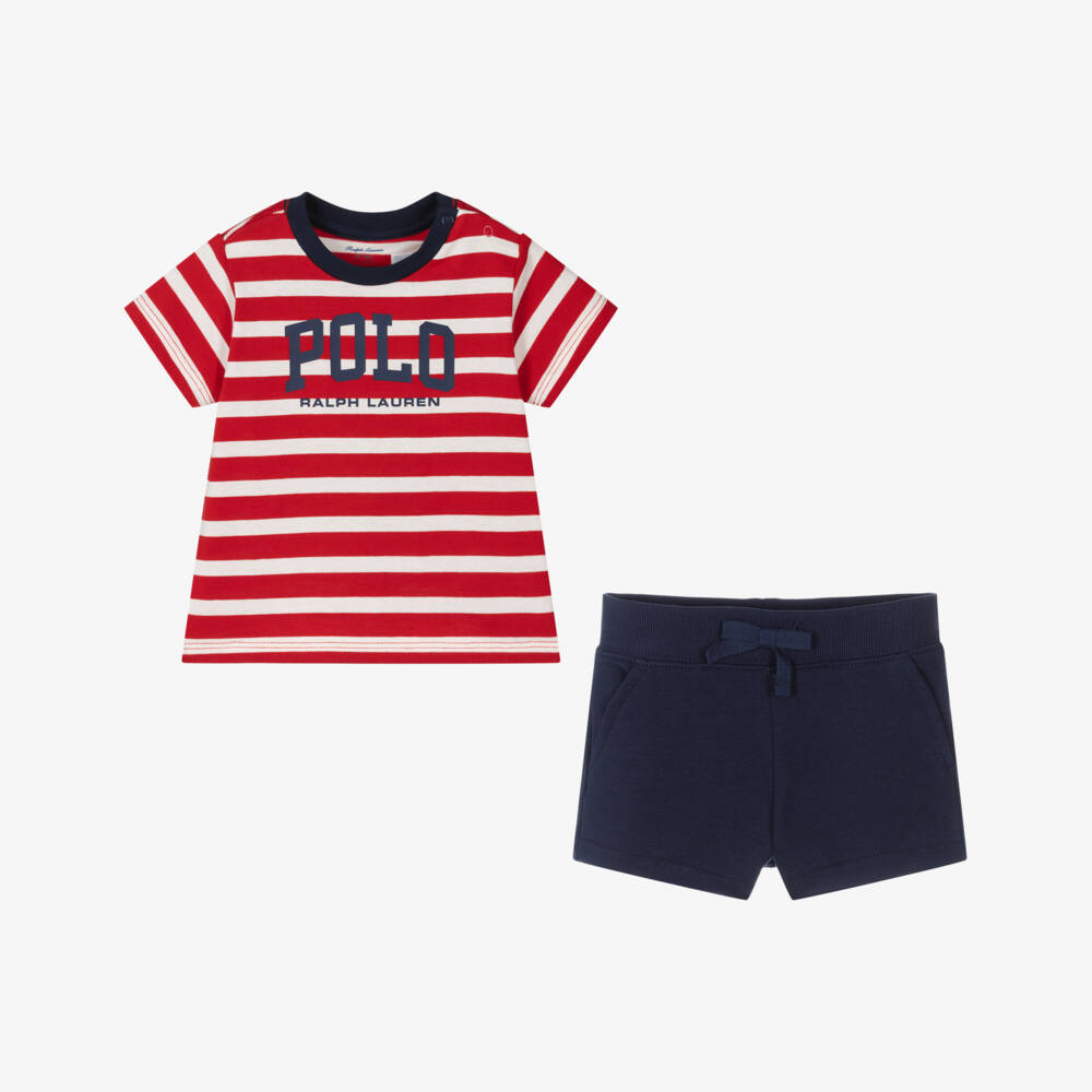 Ralph Lauren-Boys Cotton Set in Red & Navy | Childrensalon Outlet