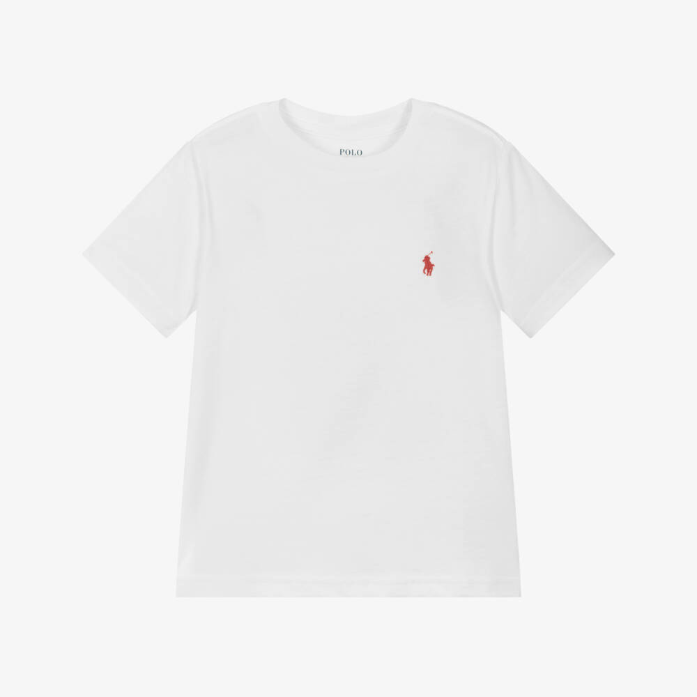 Ralph Lauren-Boys Cotton Tee in Surf White | Childrensalon Outlet