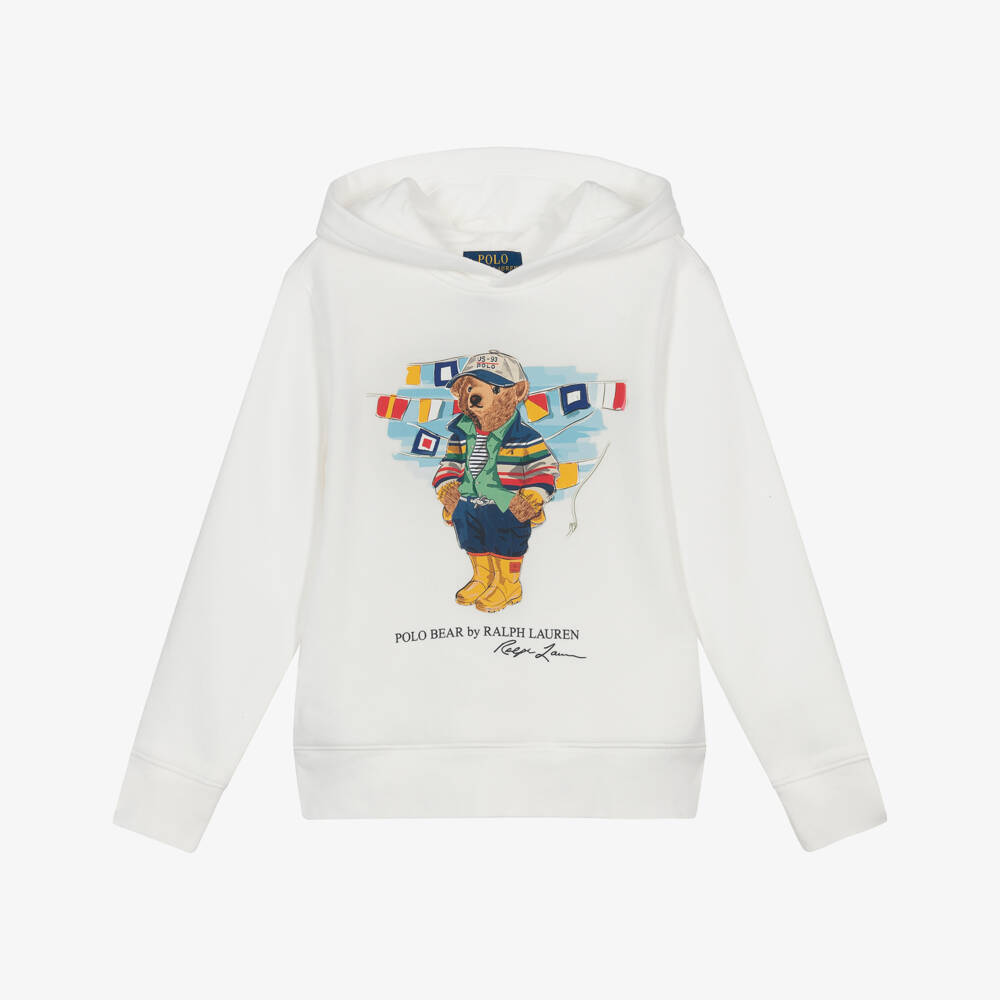 Ralph Lauren-Хлопковая белая толстовка с медведем для мальчиков | Childrensalon Outlet