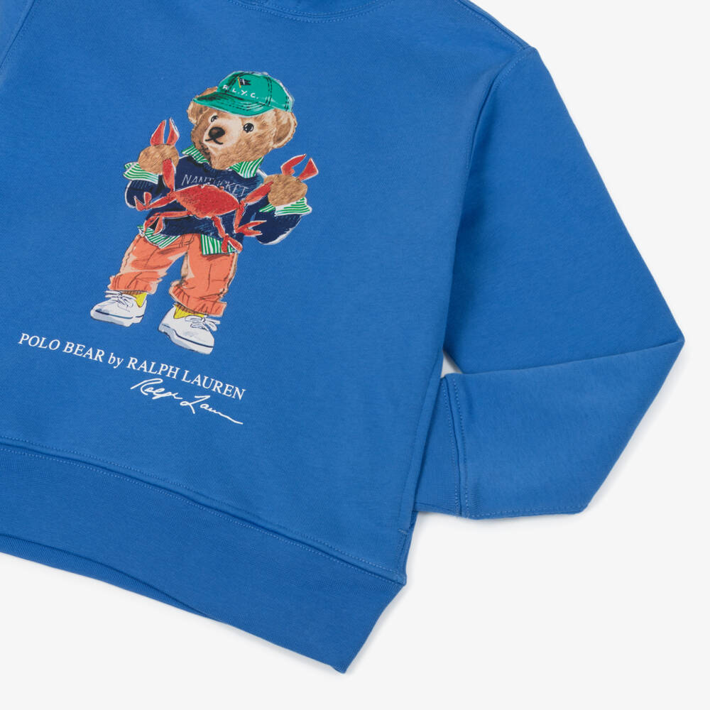 Ralph Lauren-Boys Cozy Blue Bear Hoodie | Childrensalon Outlet