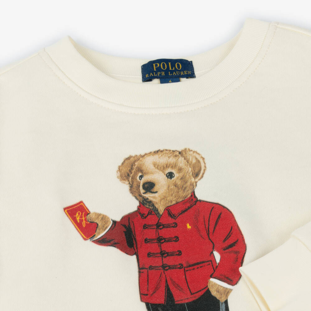 Ralph Lauren-Boys Cream Bear Print Sweatshirt | Childrensalon Outlet