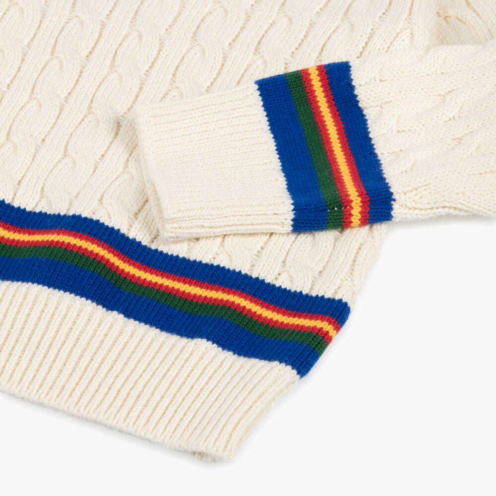 Ralph Lauren-Boys Cream Cotton Cable Sweater | Childrensalon Outlet