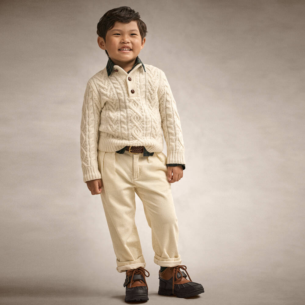 Ralph Lauren-Кремовый шерстяной и кашемировый свитер для мальчиков | Childrensalon Outlet