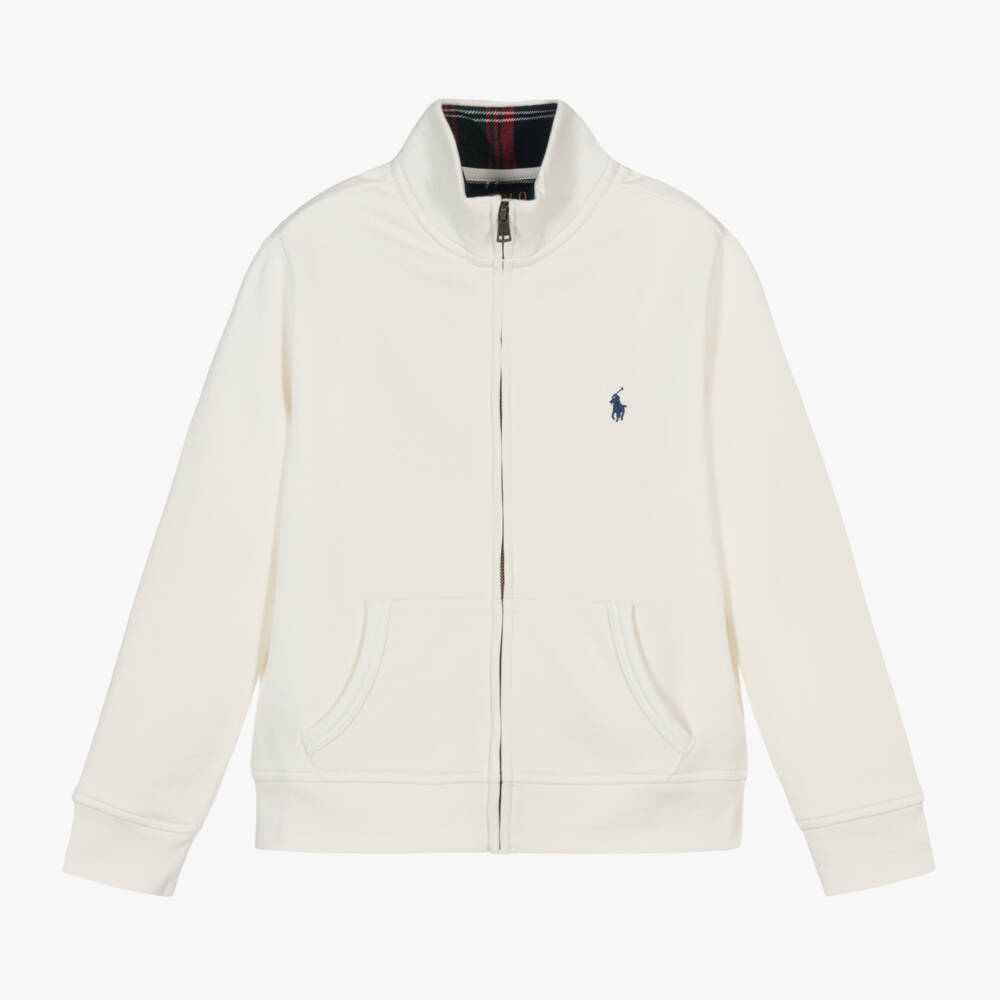 Ralph Lauren-Boys Creamy Cotton Zip Jacket | Childrensalon Outlet