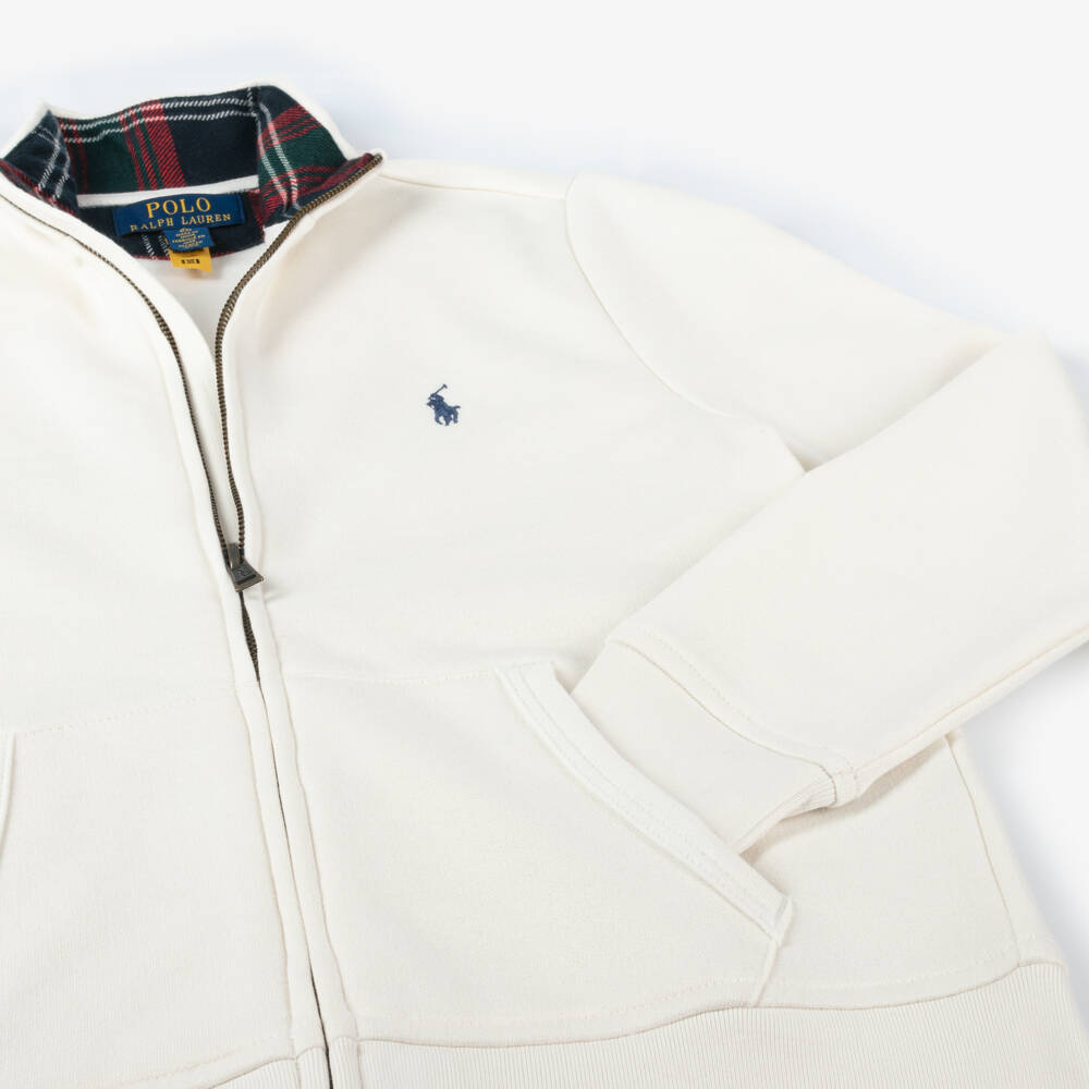 Ralph Lauren-Boys Creamy Cotton Zip Jacket | Childrensalon Outlet