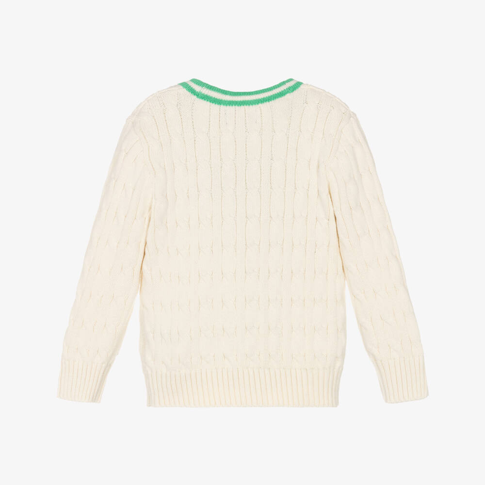 Ralph Lauren-Boys Creamy Knit Button Cardigan | Childrensalon Outlet