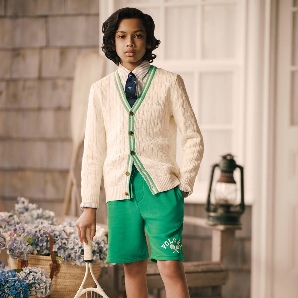 Ralph Lauren-Boys Creamy Knit Button Cardigan | Childrensalon Outlet