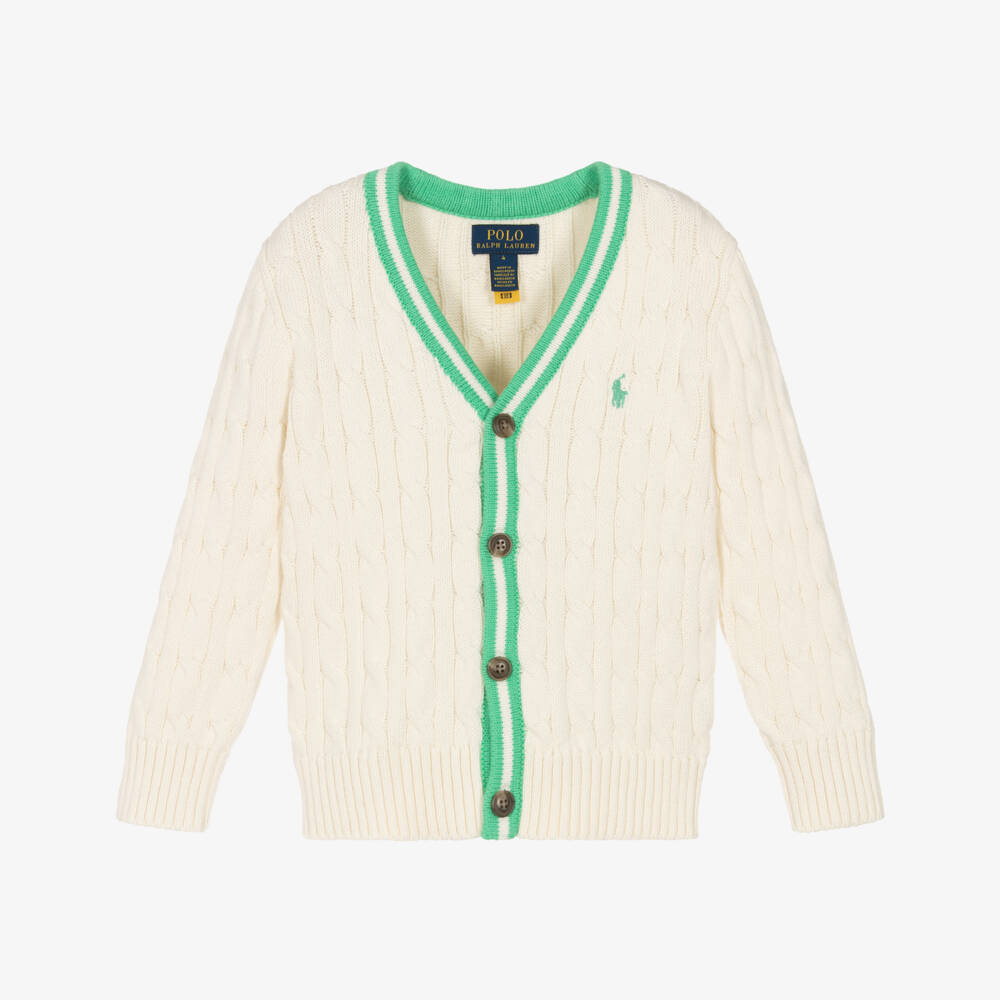 Ralph Lauren-Boys Creamy Knit Button Cardigan | Childrensalon Outlet