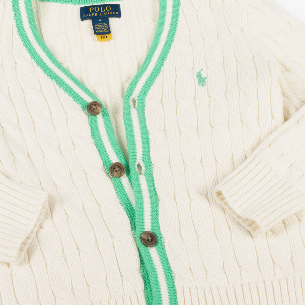 Ralph Lauren-Boys Creamy Knit Button Cardigan | Childrensalon Outlet