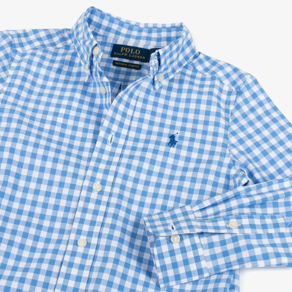 Ralph Lauren-Рубашка в клетку для мальчиков синяя | Childrensalon Outlet