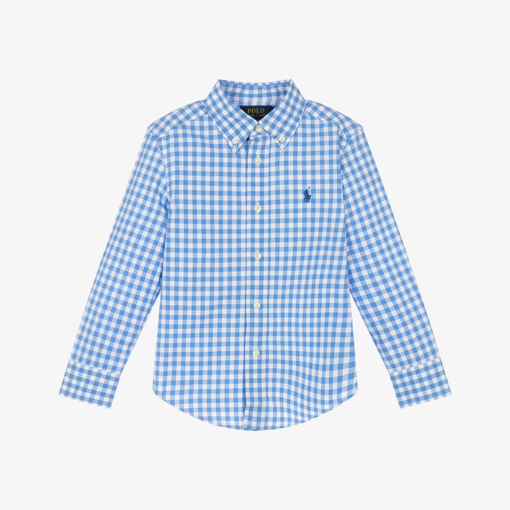 Ralph Lauren-Boys Crisp Blue Checkered Shirt | Childrensalon Outlet