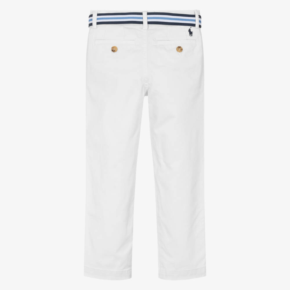 Ralph Lauren-بنطلون أبيض ناصع ضيق للأولاد | Childrensalon Outlet