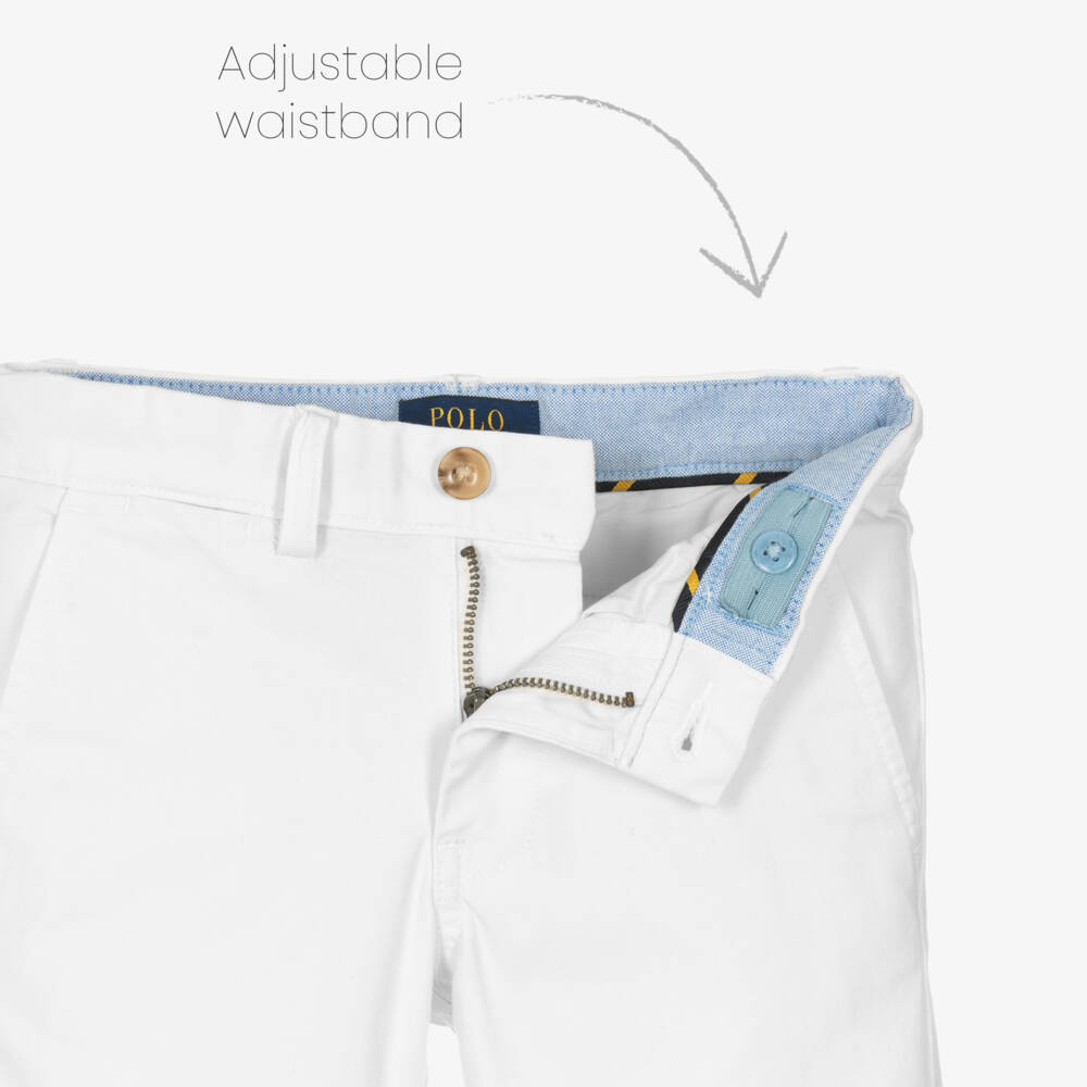 Ralph Lauren-بنطلون أبيض ناصع ضيق للأولاد | Childrensalon Outlet