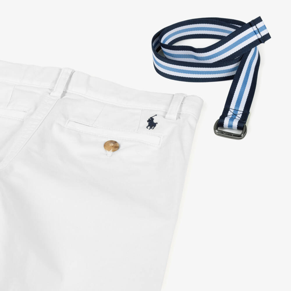 Ralph Lauren-بنطلون أبيض ناصع ضيق للأولاد | Childrensalon Outlet