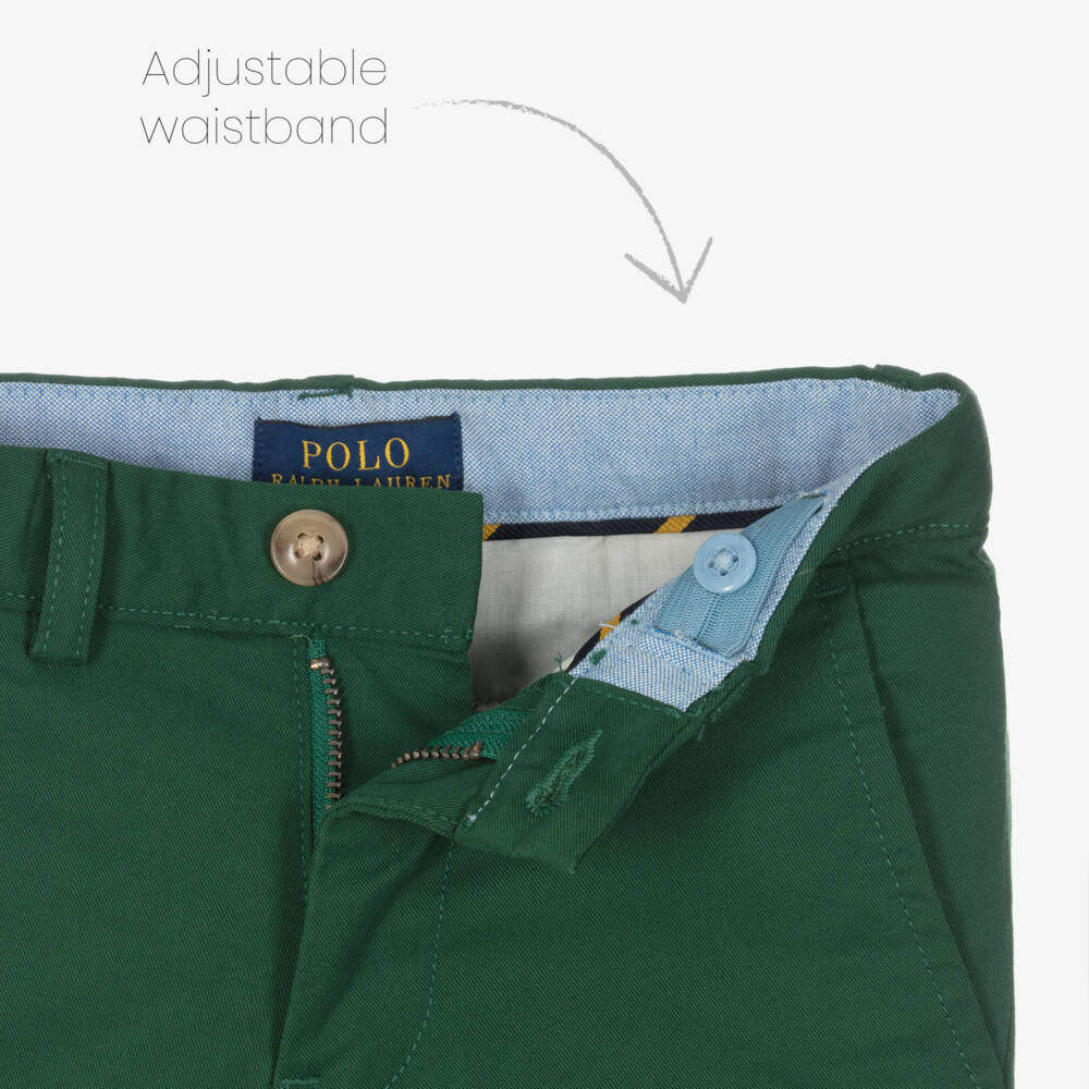 رالف لورين-بنطلون تشينو قطن لون أخضر داكن للأولاد | Childrensalon Outlet