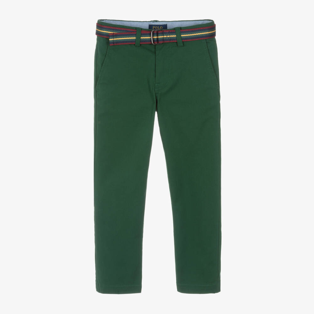 Ralph Lauren-بنطلون تشينو قطن لون أخضر داكن للأولاد | Childrensalon Outlet