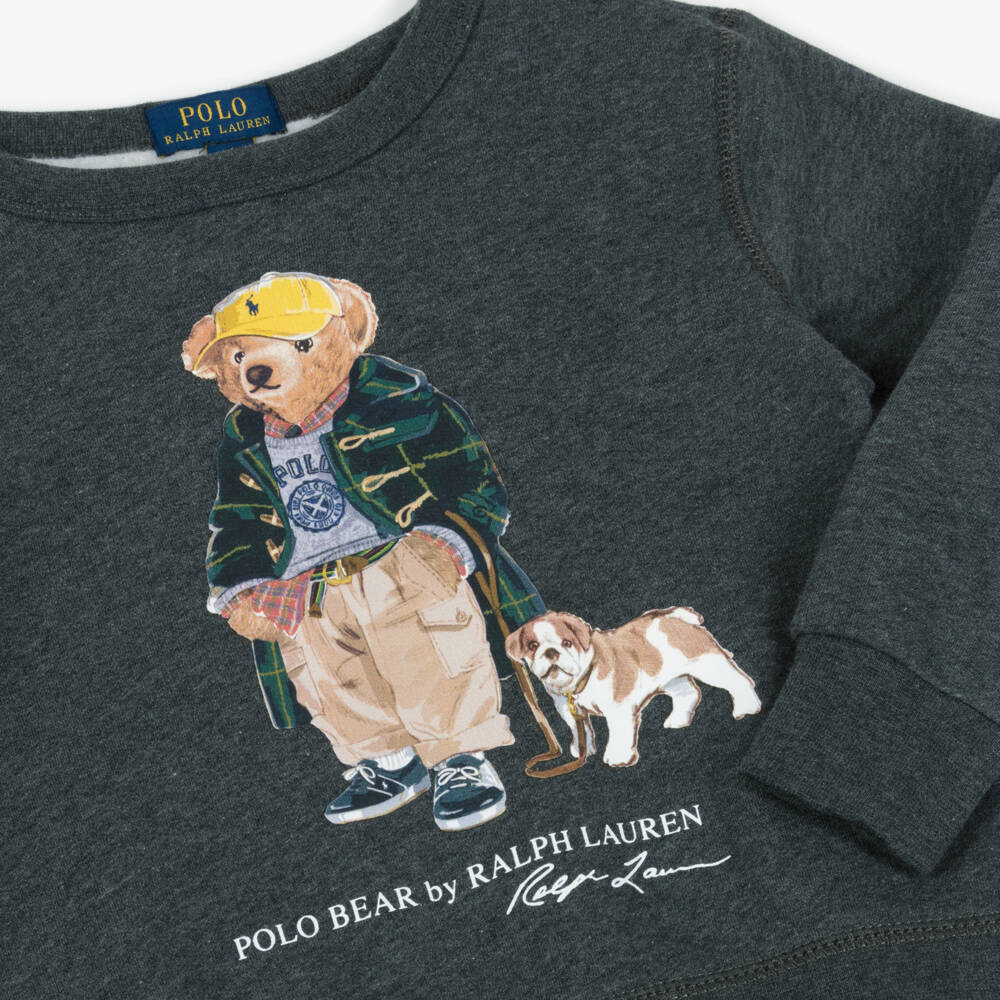 Ralph Lauren-Boys Dark Grey Marl Polo Bear Sweatshirt | Childrensalon Outlet