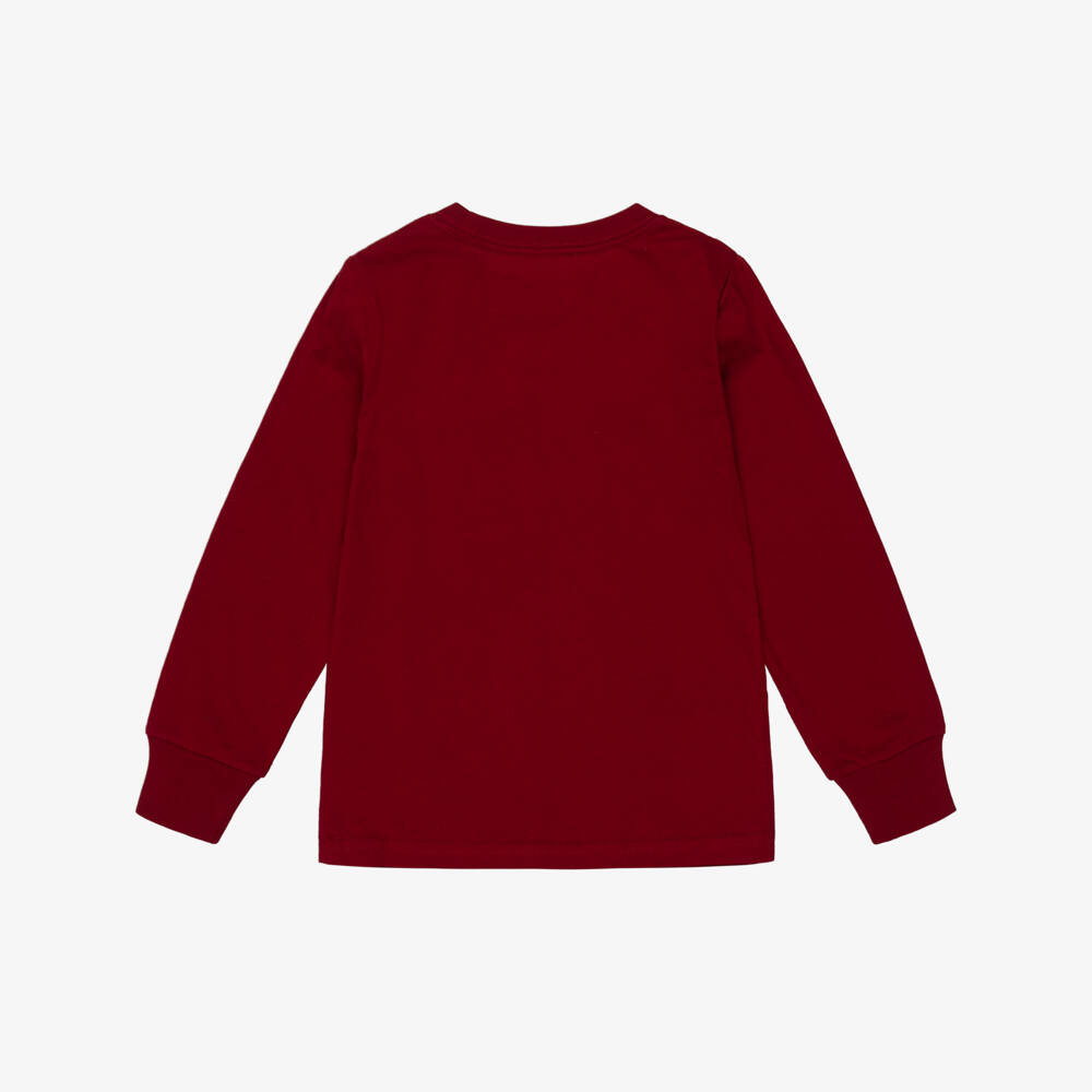 Ralph Lauren-Boys Dark Red Cotton Top with Polo Bear Print | Childrensalon Outlet